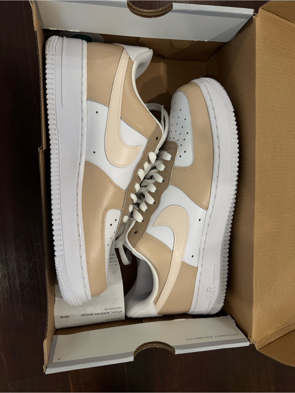 Nike Air Force 1 Low-Top Sneakers in White and Beige